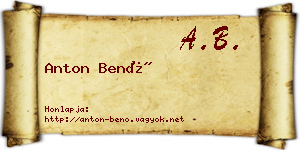 Anton Benő névjegykártya